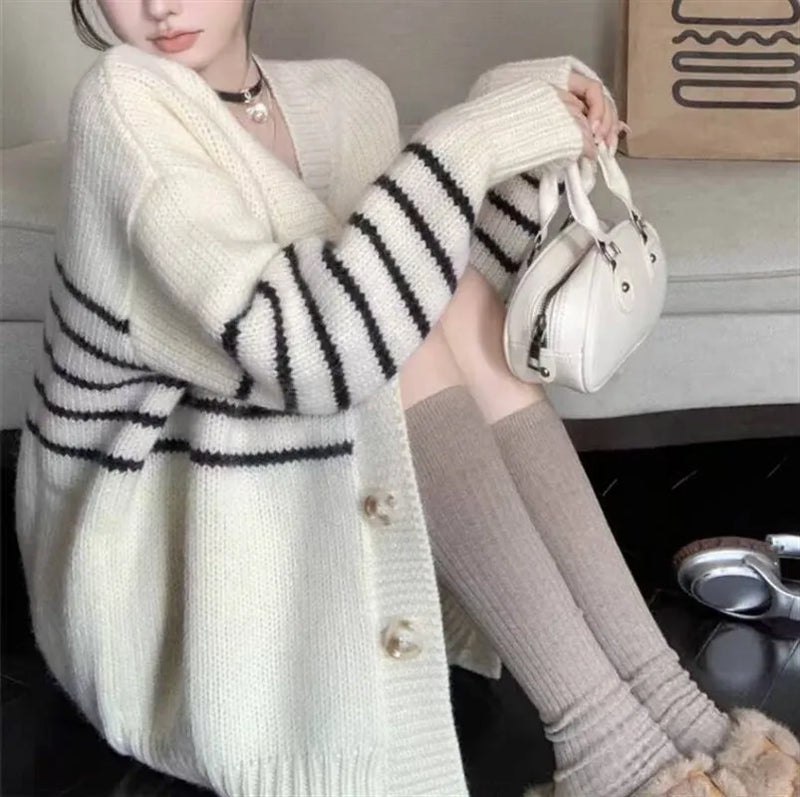 Free size button collar 3D effect autumn casual cardigan, Japanese Korean style outerwear for cool weather layering