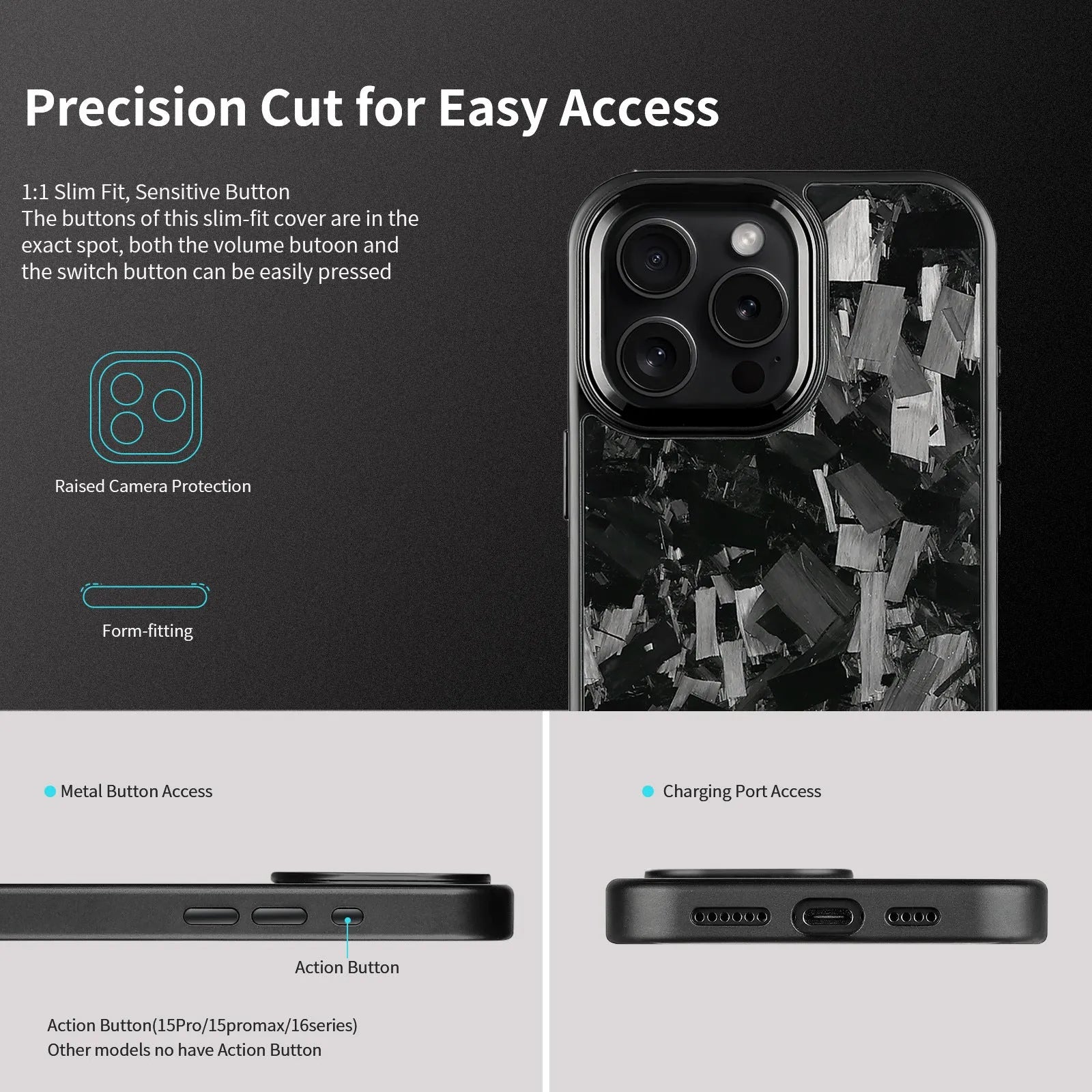 Metal frame forged pattern mobile phone protective shell in black with blue gold accents for iPhone 17