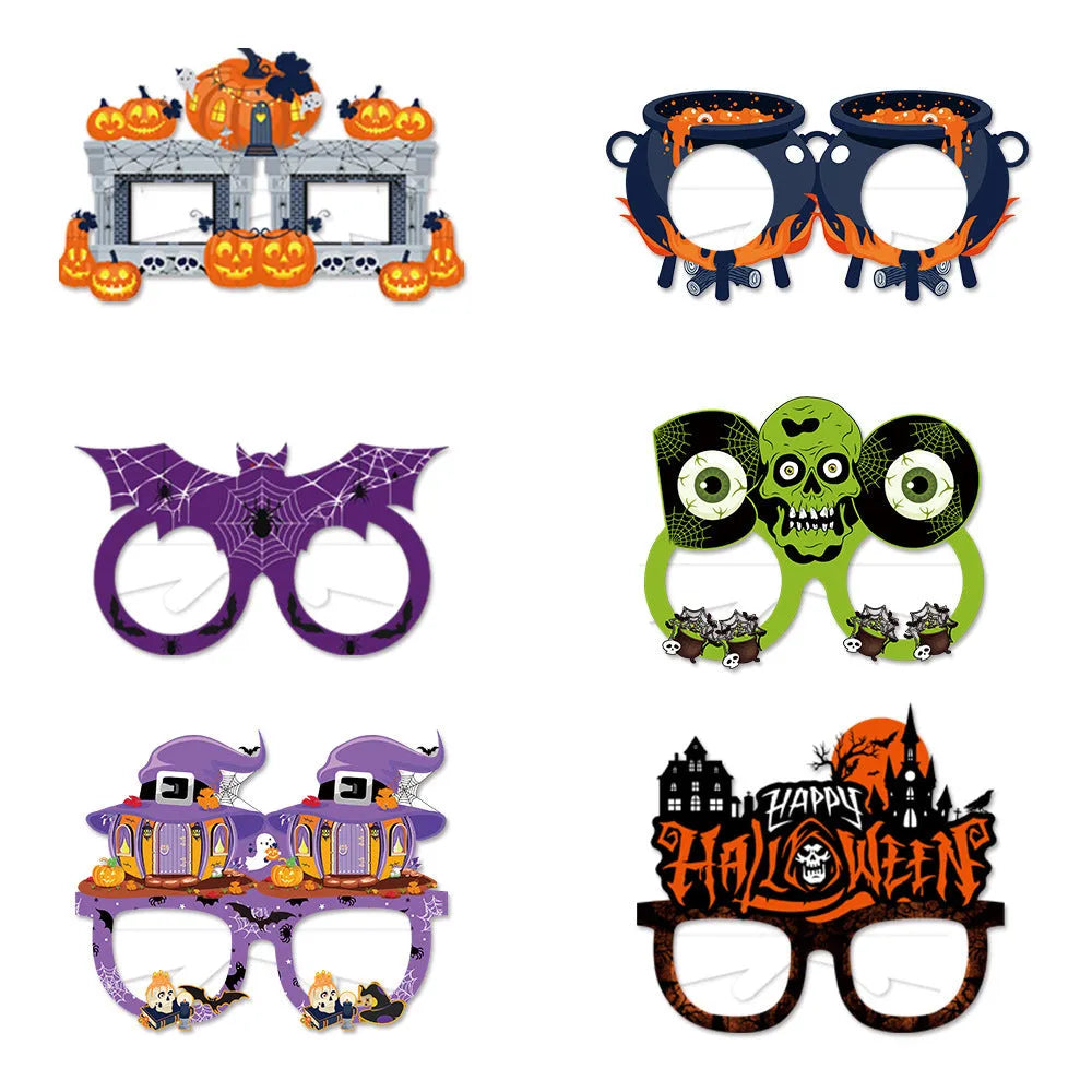 Halloween paper glasses decorations in multiple style options for photo props and party scene decoration