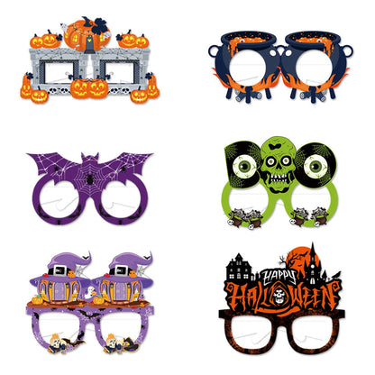 Halloween paper glasses decorations in multiple style options for photo props and party scene decoration