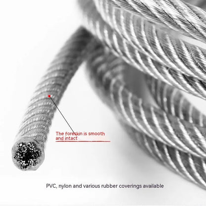 304 stainless steel anti-theft wire rope showing double twist structure and corrosion-resistant surface