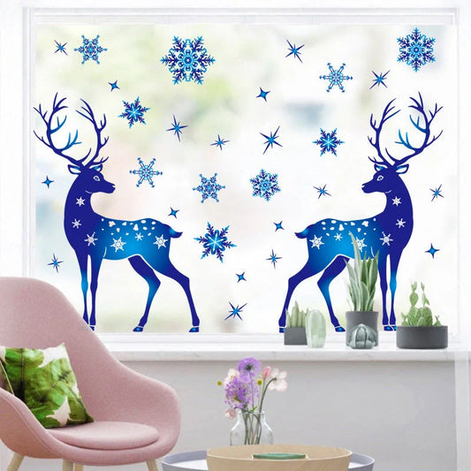 Christmas Elk Snowflake Sticker for glass and wall decoration