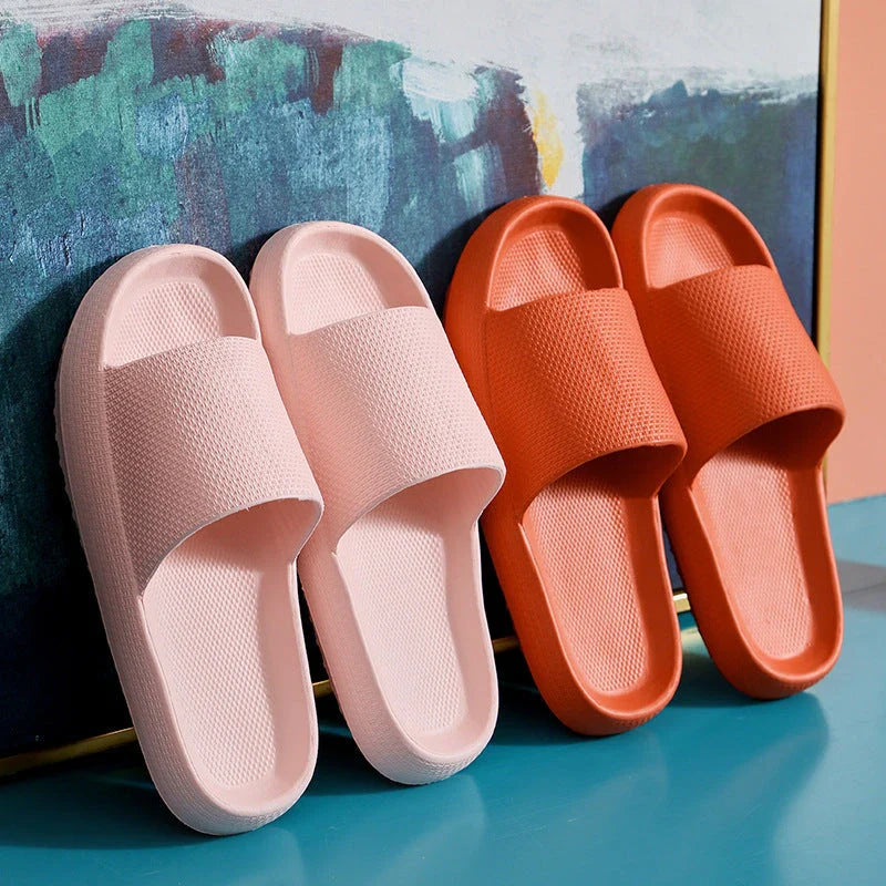 Stylish bathroom slippers with soft, cushioned EVA soles in a variety of vibrant colors
