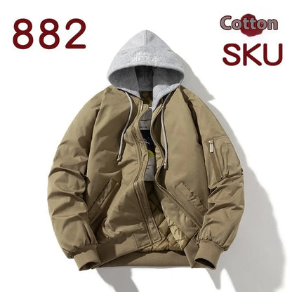 Men's plus-size pilot jacket in loose fit with embedded line pockets