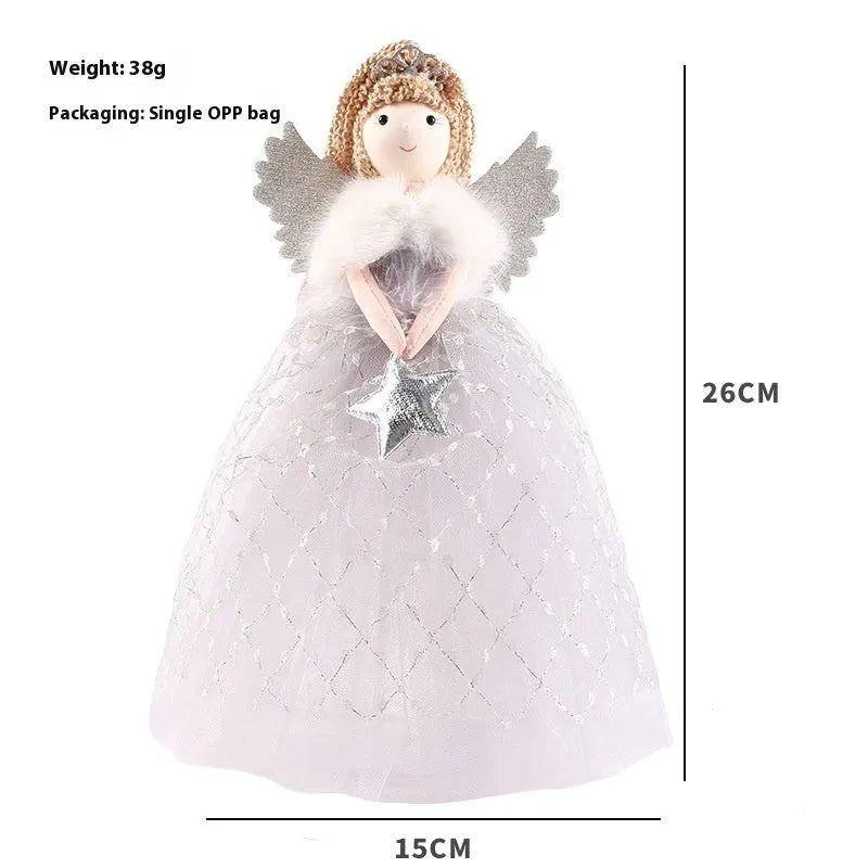 Non-woven fabric angel doll ornament measuring 26x15cm in gold colour