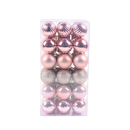 36 Christmas balls in 16 colours including rose gold and champagne gold, 4cm diameter