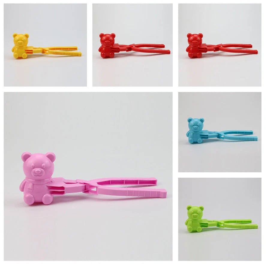 Red heart-shaped snowball maker clip for kids, perfect for winter play