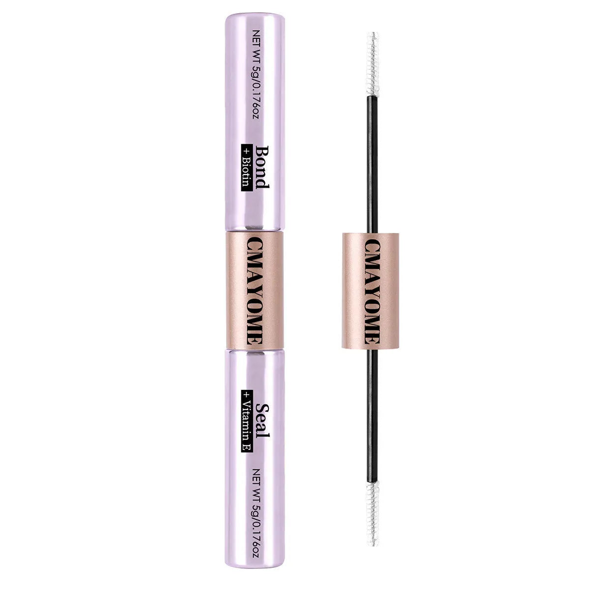 Double-headed eyelash glue tube with two applicator tips for precise lash application.