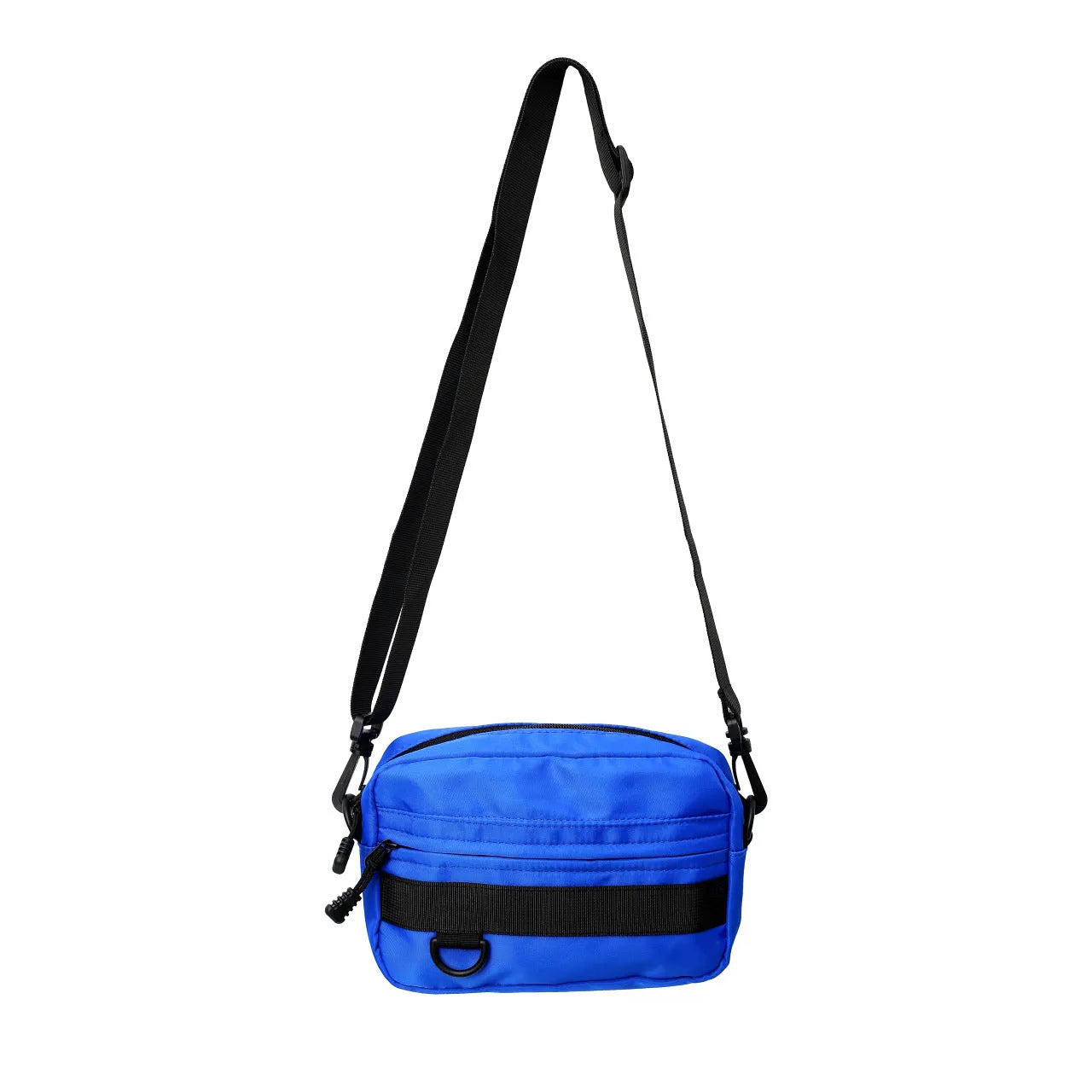 Men's street style nylon messenger bag in solid colour with sewing thread details and crossbody strap