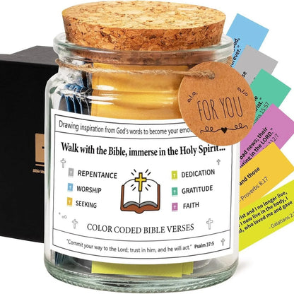 Bible Verses In A Jar glass container with cartoon design and 90 scripture verses