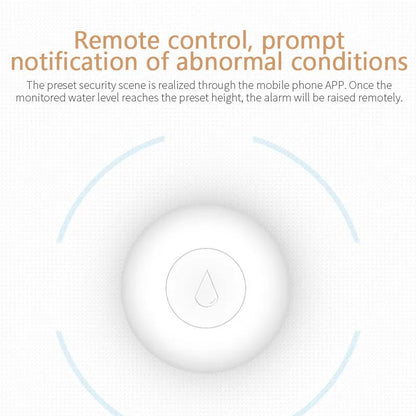 A small, white, rectangular Zigbee wireless water flood sensor for smart homes.