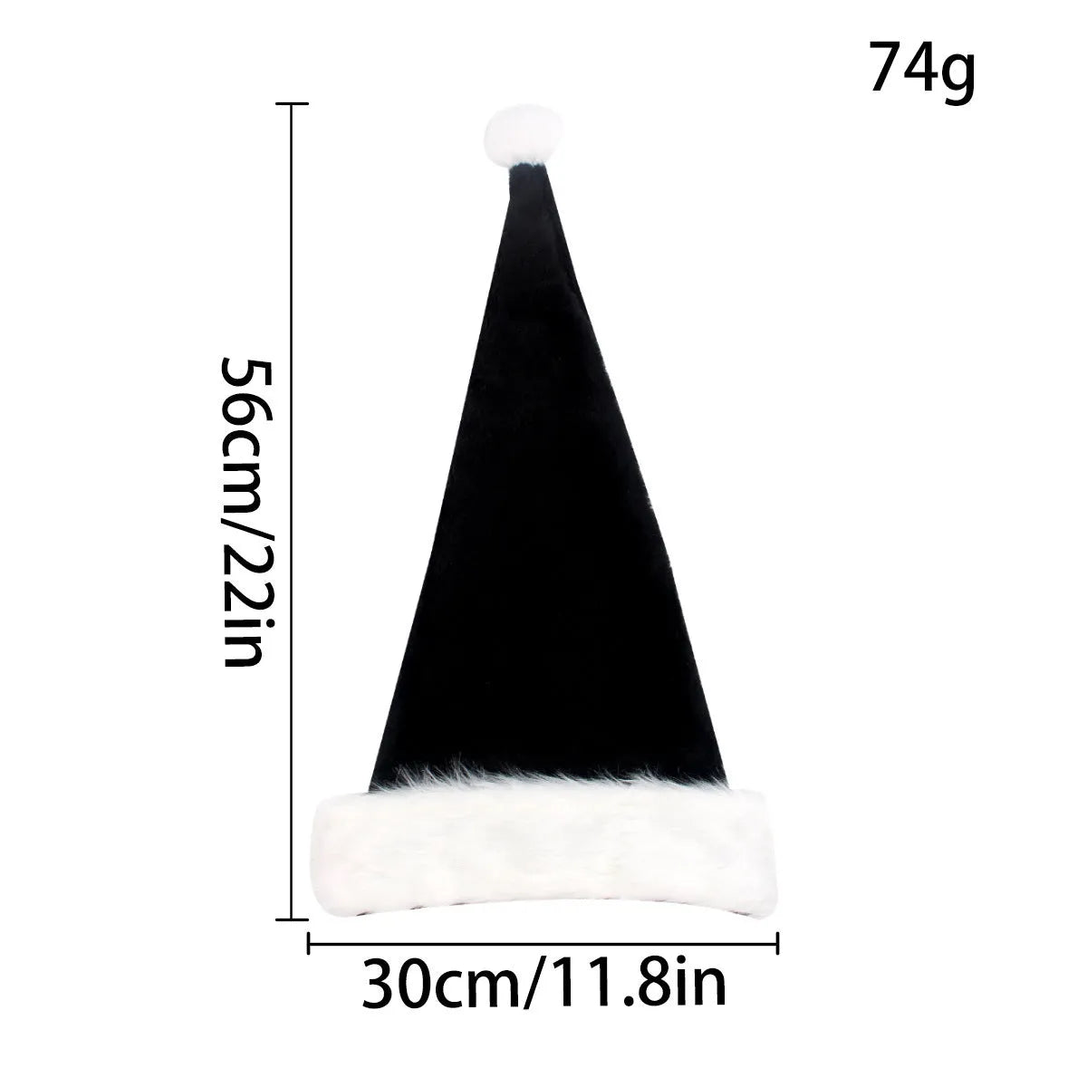 Oversized black and white plush Christmas hat with a classical European design.