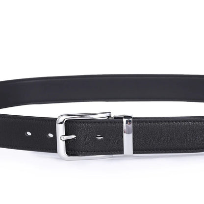 Men's genuine leather belt with an alloy pin buckle showing an embossed water drop pattern.