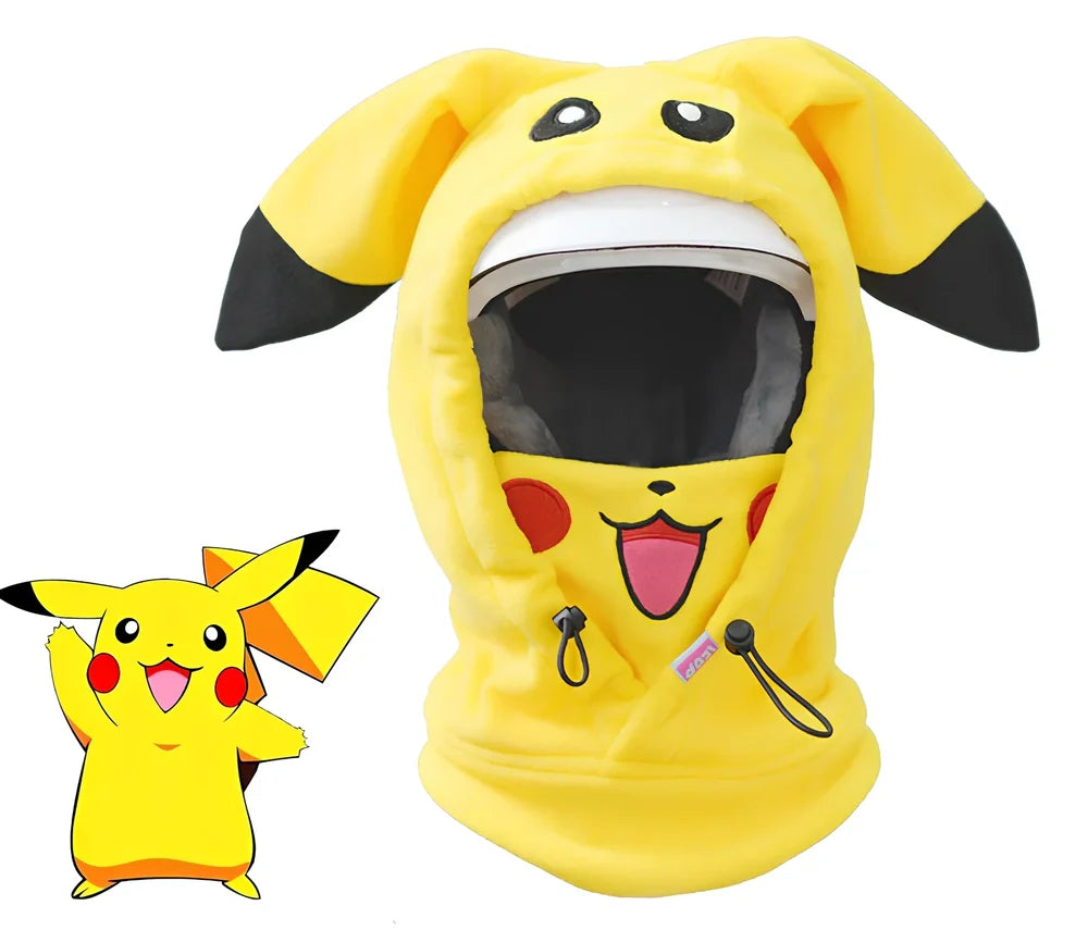Ski helmet cover with cartoon animal designs including brown bear and white bear patterns for winter sports