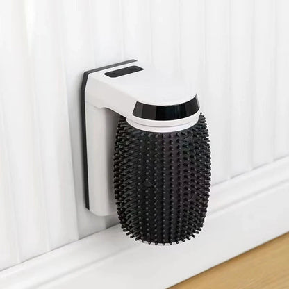 Automatic wall-mounted cat groomer with soft, gentle brushes for hands-free, self-grooming
