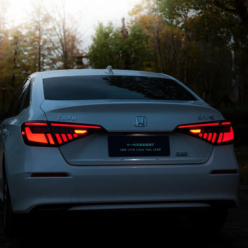 11th generation Honda Civic LED taillight assembly with sequential turn signals in black and red colour option