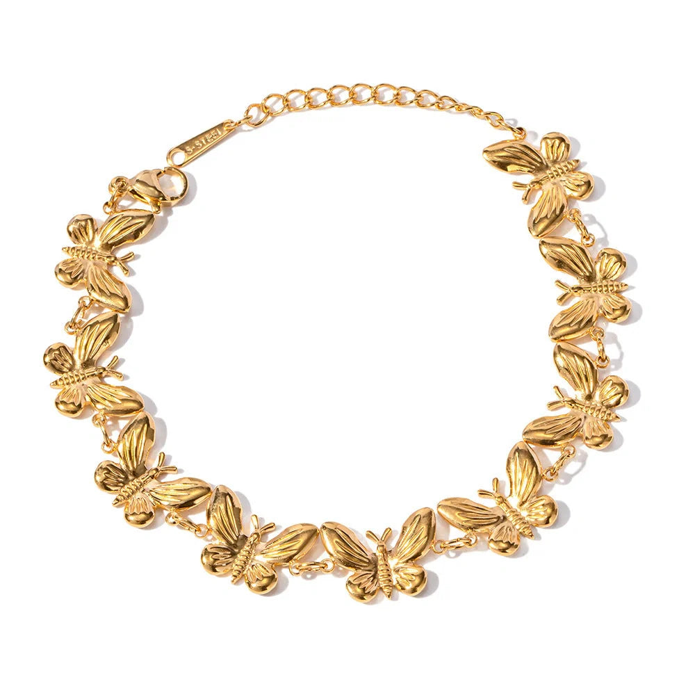 Elegant stainless steel bracelet with delicate butterfly design, available in a variety of fashionable colours