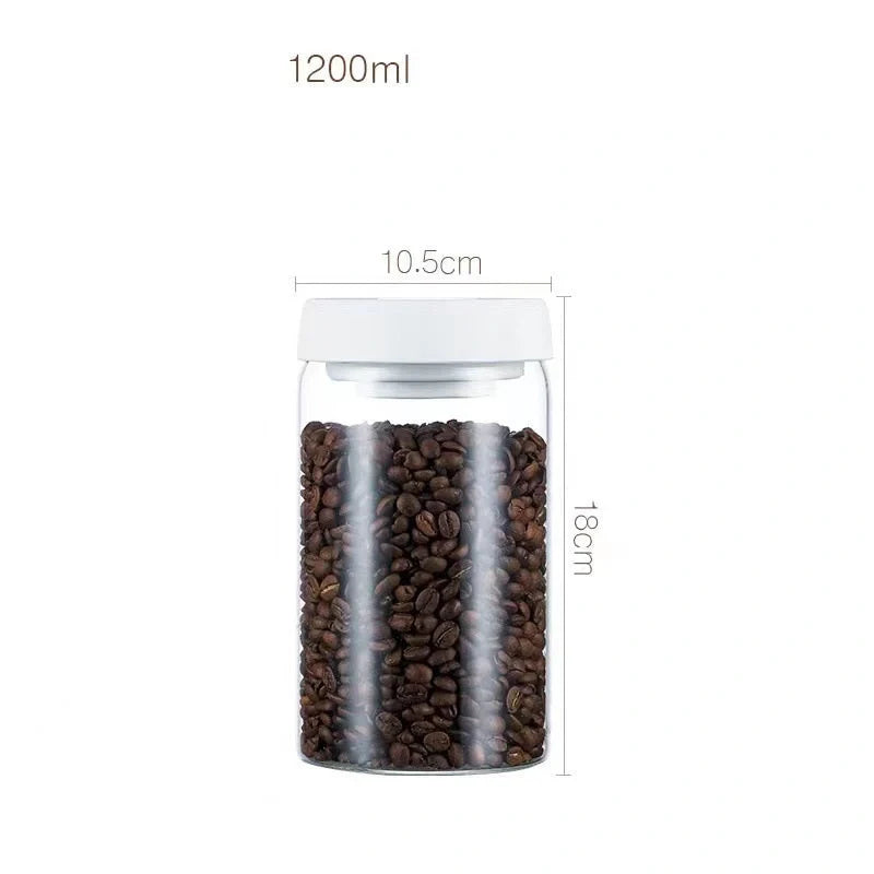 Premium vacuum sealed glass canister set for coffee and dry food storage