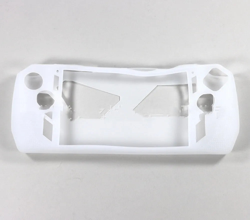 Plastic game console case with drop protection, shown in black, blue, pink, red, white, or yellow