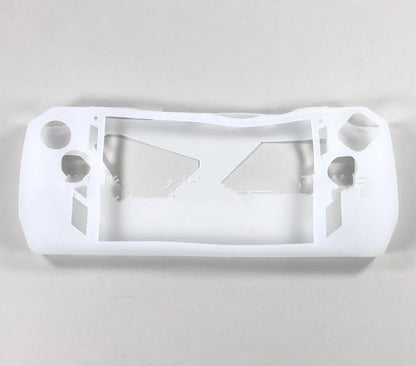 Plastic game console case with drop protection, shown in black, blue, pink, red, white, or yellow