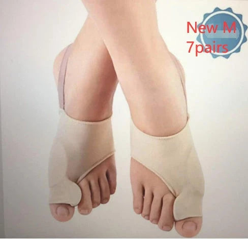 Corrective toe separator socks featuring a gel pad for bunion pain relief and a silicone toe spacer for proper foot alignment