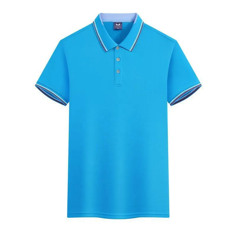 Slim fit ice silk quick-drying polo shirt for work clothes in blue gray colour