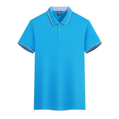 Slim fit ice silk quick-drying polo shirt for work clothes in blue gray colour