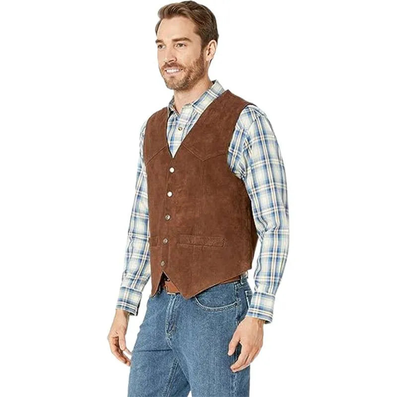 Men's single-breasted slim fit vest in acetate blend, round hem, size stick pocket, available in black brown light brown gray