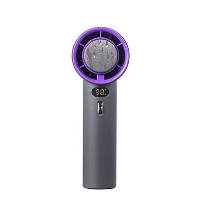 Portable handheld fan with semiconductor cooling, 3000mAh battery, and adjustable wind speeds