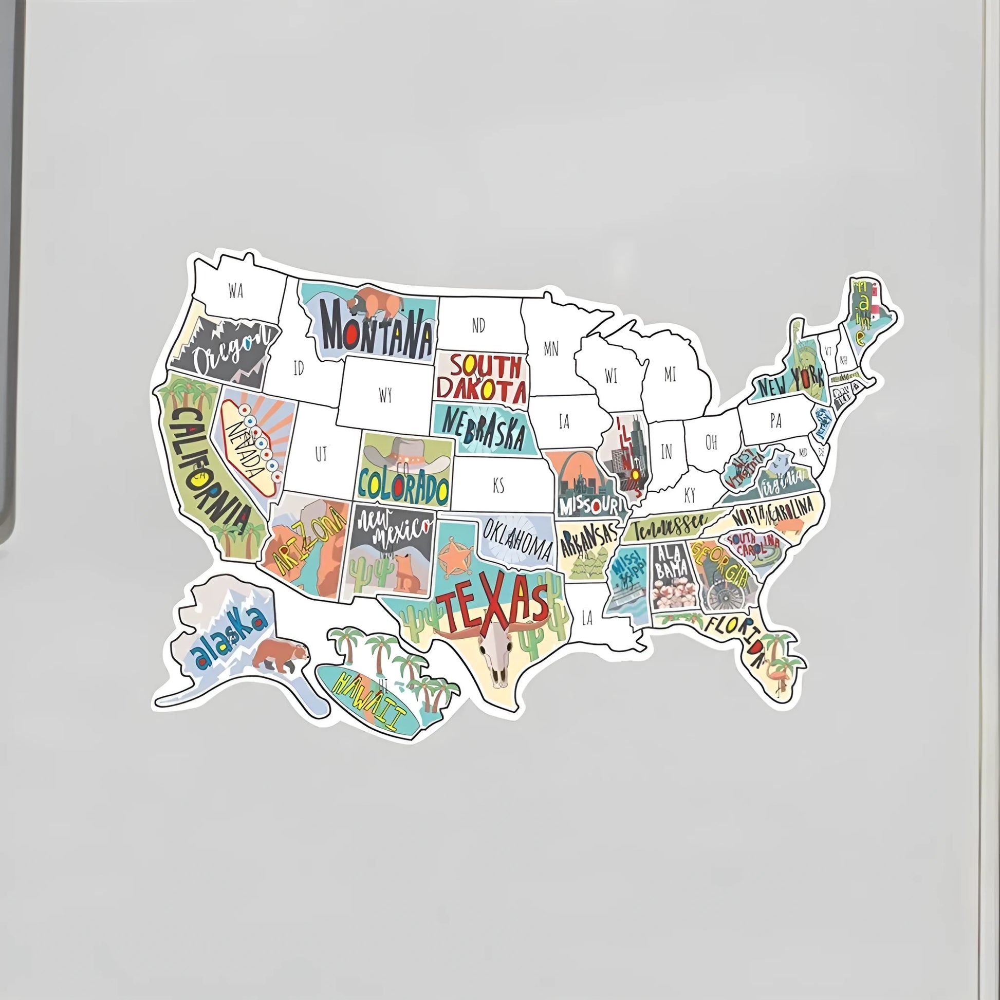 Travel-themed car body sticker set with world map design in letters format and white background