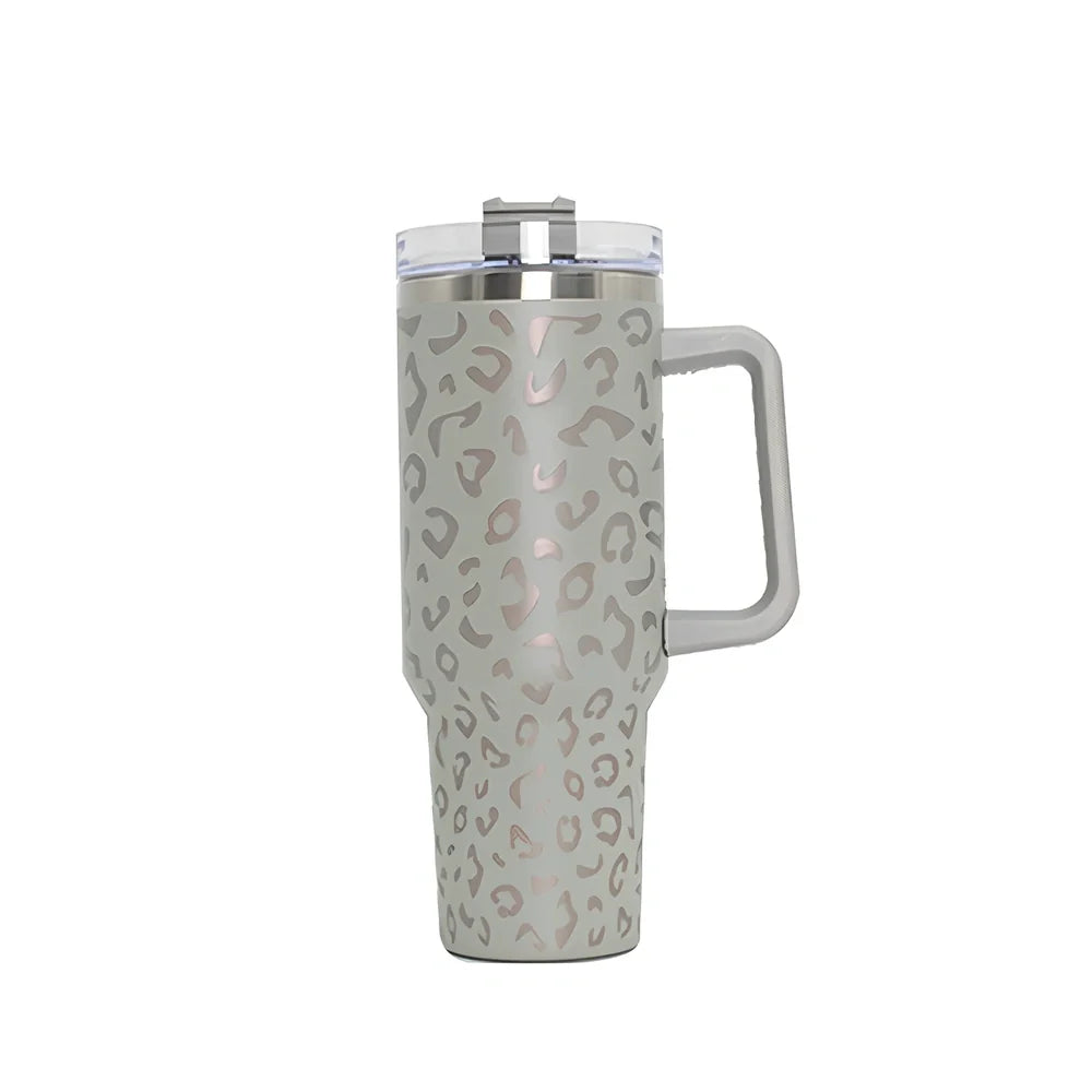 304 stainless steel vacuum cup with double-wall insulation showing 40oz capacity and 26cm height dimensions