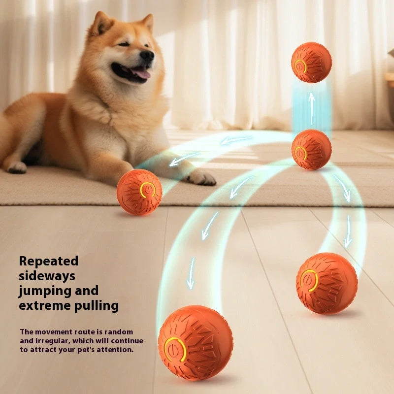 Luminous silicone electric jumping ball for dogs in blue and orange