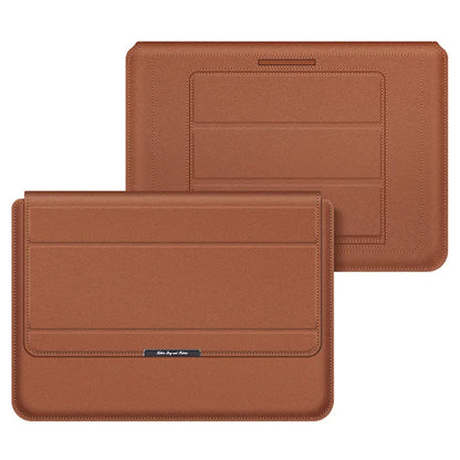 Three-in-one laptop bag in faux leather and plush, shown in black, dark blue, rose gold, grey, dark green, red or camel.