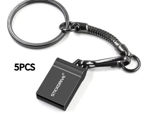 Metal USB flash drive with chain necklace in black or silver colours