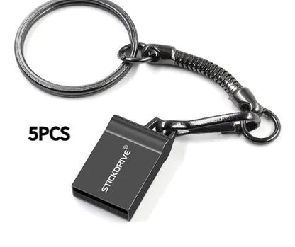 Metal USB flash drive with chain necklace in black or silver colours
