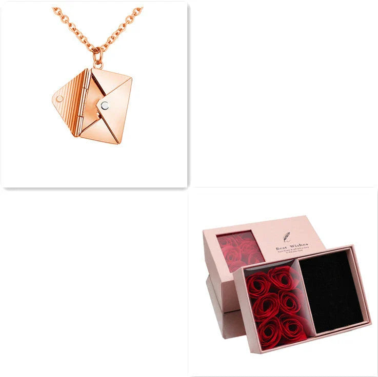 Stylish envelope pendant necklace made of premium titanium steel, with adjustable length and versatile design for any occasion