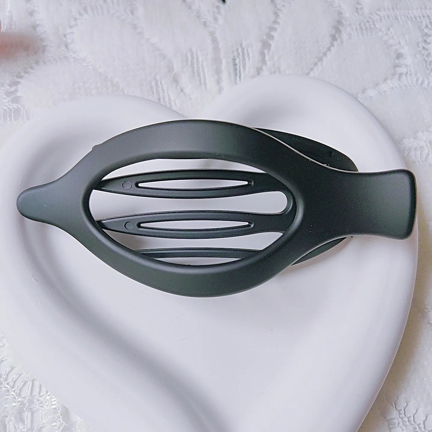 A set of six simple rose red plastic hair clips with a frosted grip, shown inside a clear OPP bag.