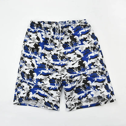 Men's floral patterned swim shorts with five-point cut design