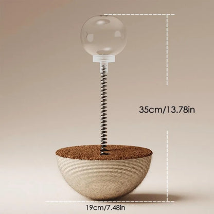 Auto-balancing cat interactive feeder toy in three types: tumbler teaser large, trumpet, and leaking food ball