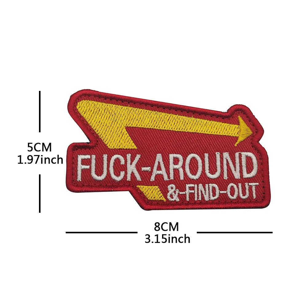 FAFO reflective nylon badge for night safety, shown in black cloth with white characters and other colour options