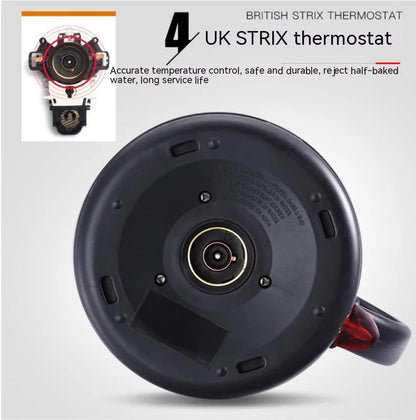 Full-automatic constant temperature mute kettle in gold colour with stainless steel construction and touch controls