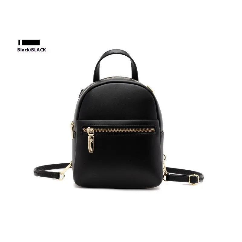 Soft PU mini backpack with three-dimensional pocket showing internal mobile phone bag organisation