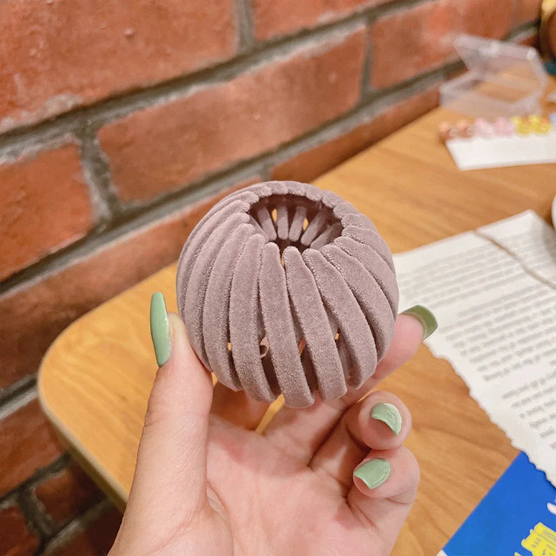 Velvet bird's nest hair ring hairpin in various colors for high ponytails