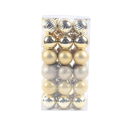 36 Christmas balls in 16 colours including rose gold and champagne gold, 4cm diameter