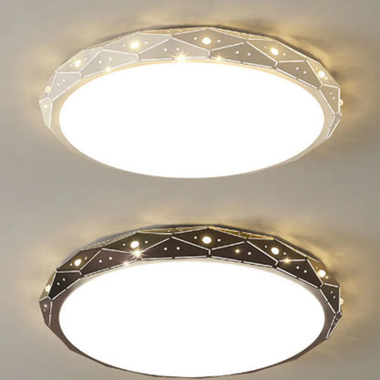 Round black iron frame LED ceiling lamp with dimming control for living room installation