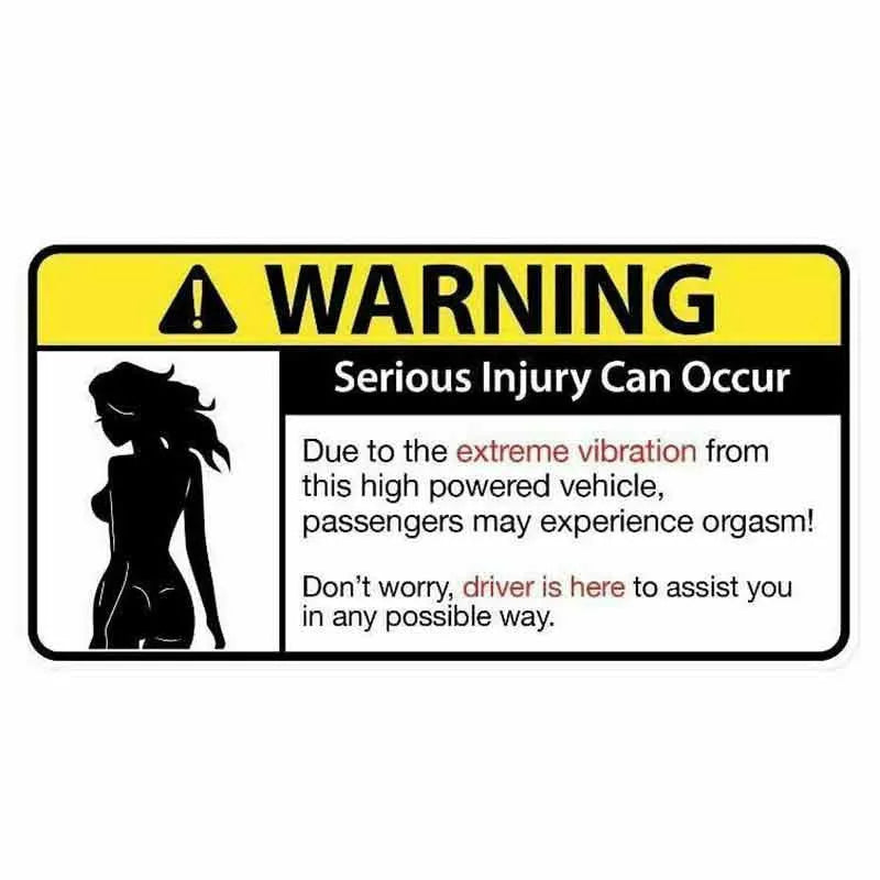 13cm humorous comic design car warning sticker on a vehicle bumper.