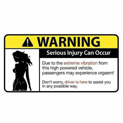 13cm humorous comic design car warning sticker on a vehicle bumper.