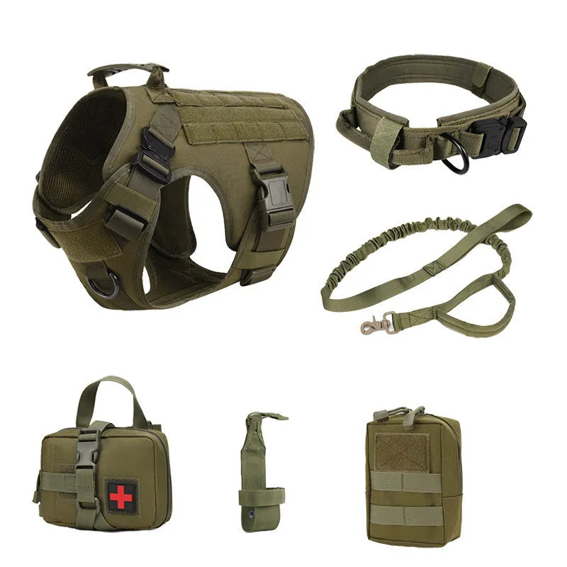Six-piece dog training vest battle suit set in polyester fabric with adjustable straps