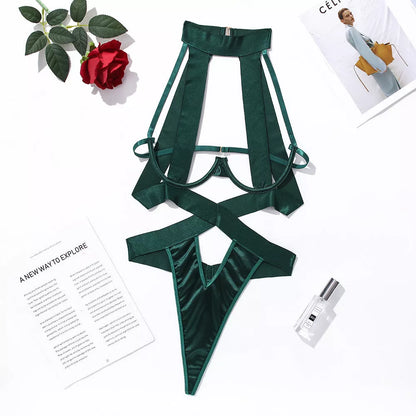 Women's bandage strap jumpsuit in polyester-spandex blend for bodybuilding