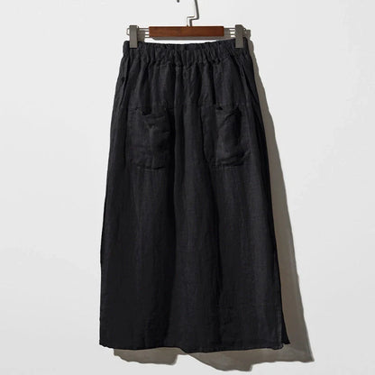 Elegant linen wide-leg culottes with double pockets in various colours and sizes